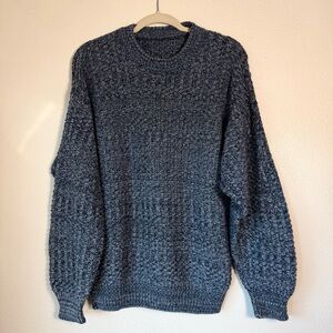 Vintage Men’s Blue Grandpa Sweater, 100% Cotton, Large